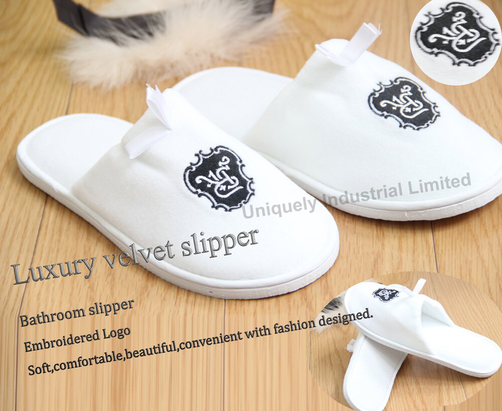 Hotel slipper  velvet embroidery slipper