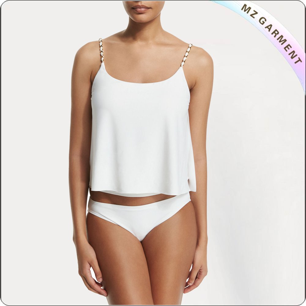 Layered White Tankini