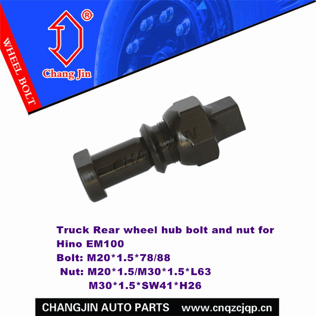 Truck Rear wheel hub bolt and nut for Hino EM100