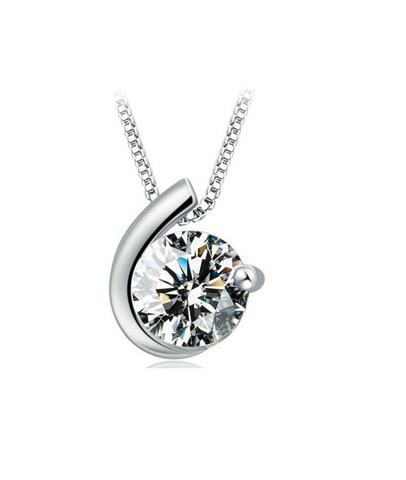 Simulated Diamond Love Pendant Necklace Sterling Silver 925 - Style 1 | Designer Inspired Co