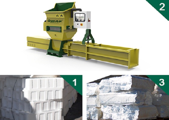 Styrofoam recycling with GREENMAX APOLO C200 compactor