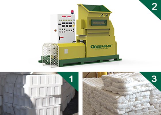 Styrofoam recycling with GREENMAX MARS C200 Styrofoam densifier 