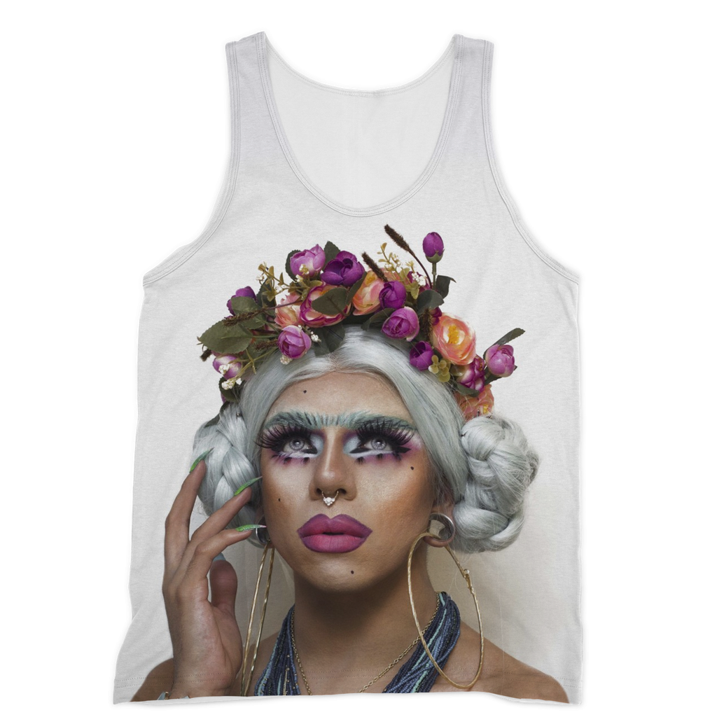 AJA FLOWERS FRONT ONLY SUBLIMATED TANK TOP