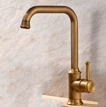 Antique Brass Finish Single Handle Swivel Kitchen Tap T02001