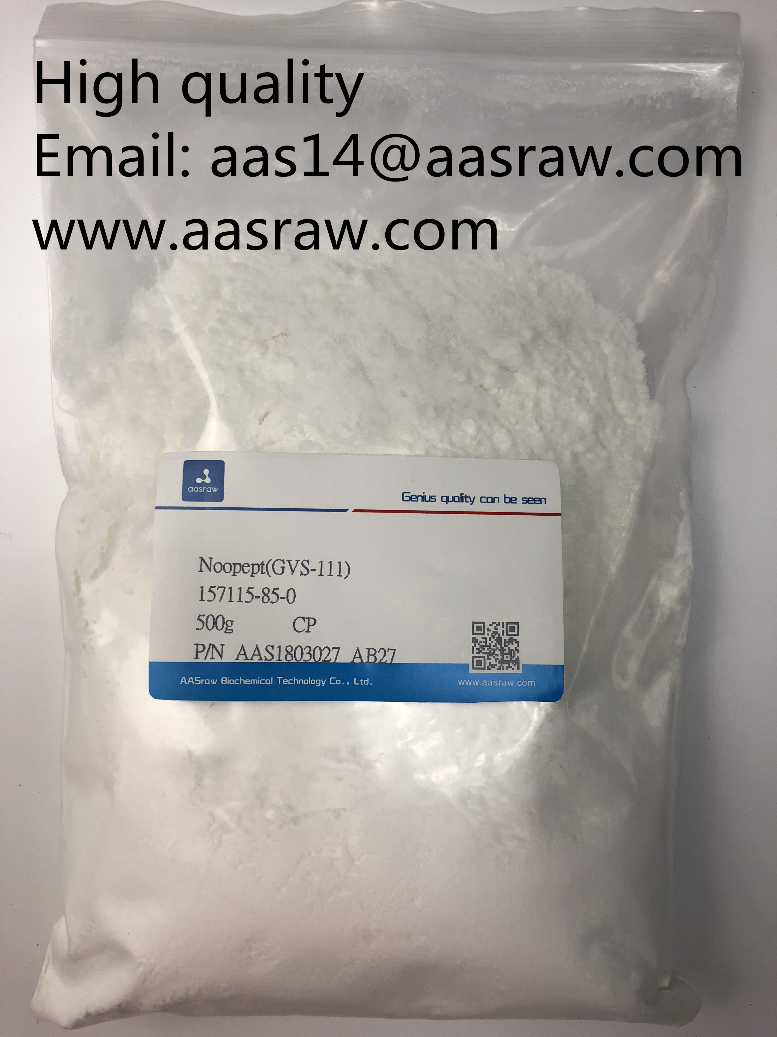 99% Noopept(GVS-111) powder supplier CAS 157115-85-0 AASraw Nootropics powder high quality  buy Noopept powder buy GVS-111 powder for studying and for learning 