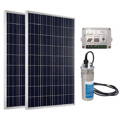 ECO-WORTHY 24V Solar Panel Deep Water Well Pump S/Steel Submersible Pump 20A Controller New