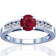 Composite Ruby Round and Diamond Ring