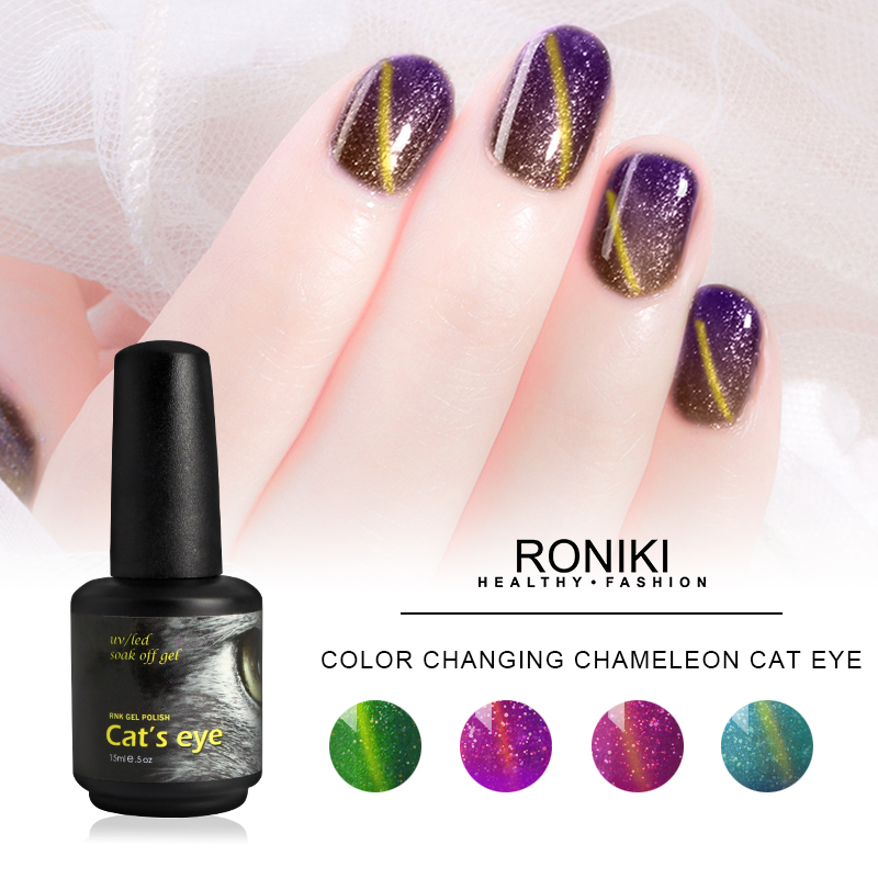  RONIKI Color Changing Chameleon Cat Eye Gel,Colorful Cat Eye Gel,Variety Cat Eye Gel,Cat Eye Gel