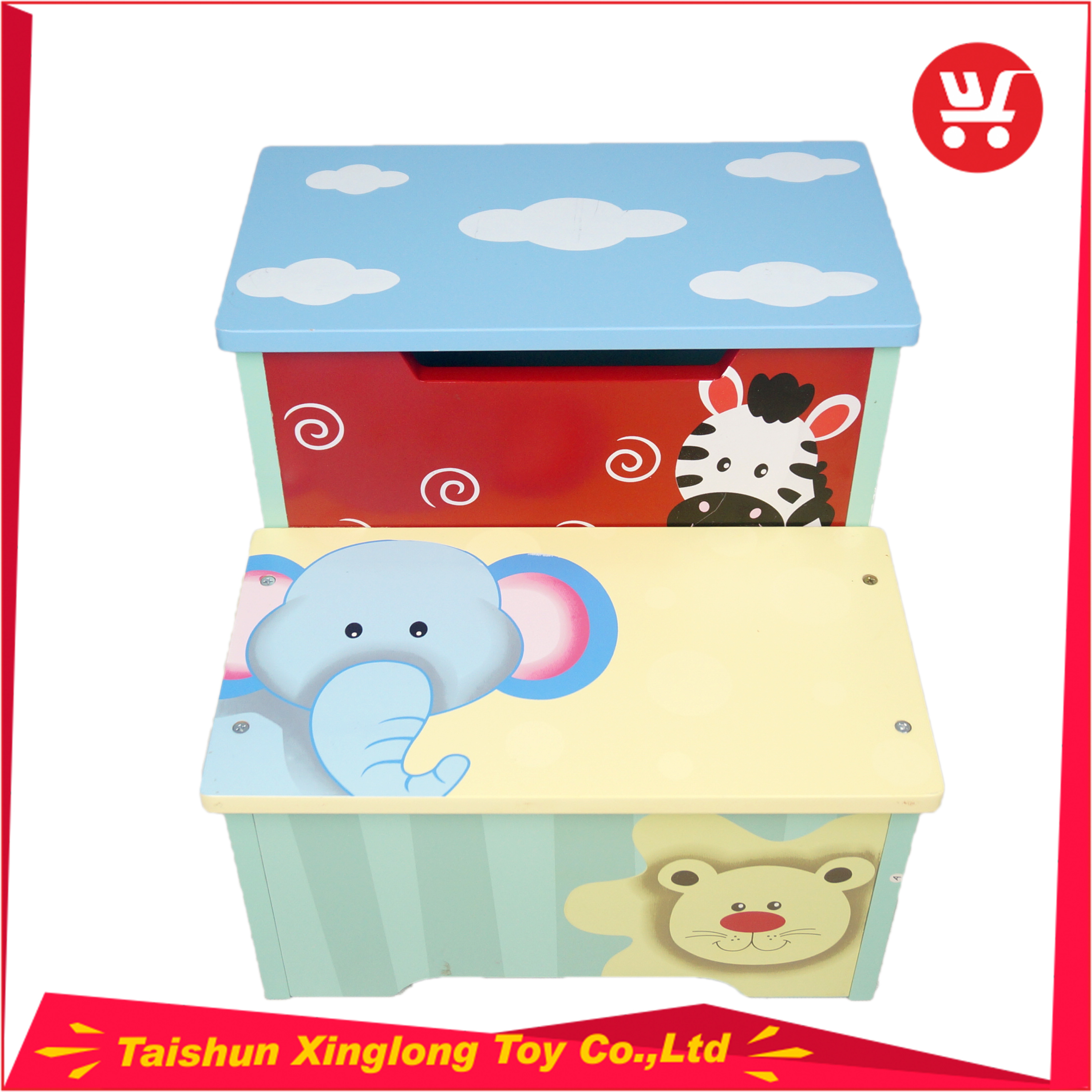 High Quality Cartoon Pattern Wooden Children Toy Storage Cabinet