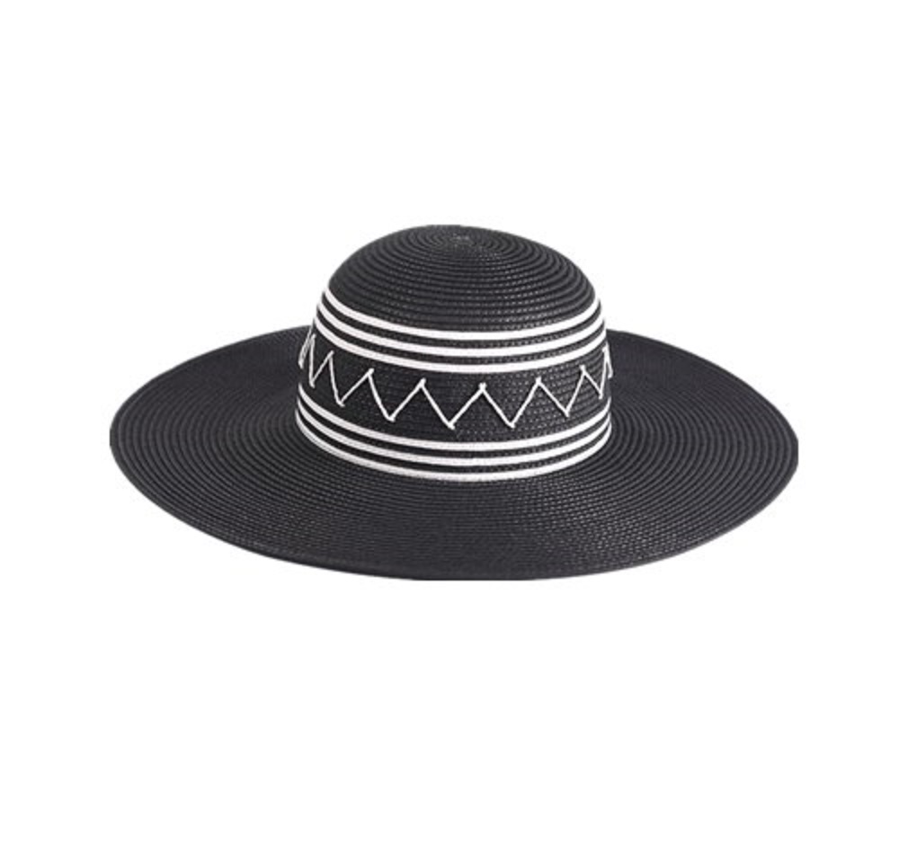 embroidered paper braid floppy hat