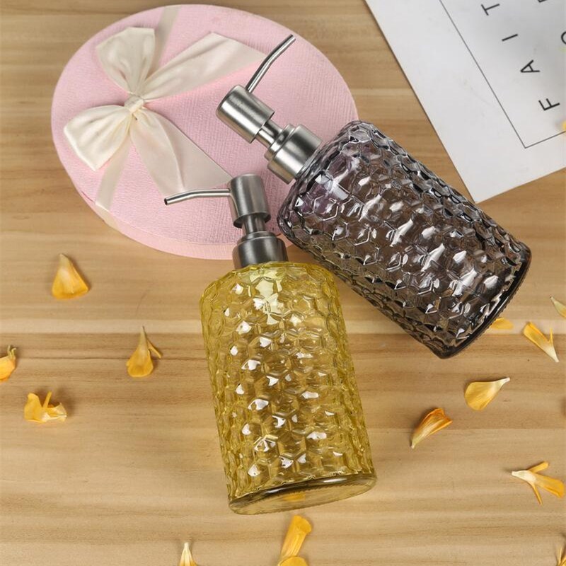 Glass Bottle Cosmetic Bottles with Wood Grain Cover 