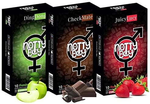 NottyBoy Flavored Condom: Strawberry, Chocolate & Green Apple Flavor