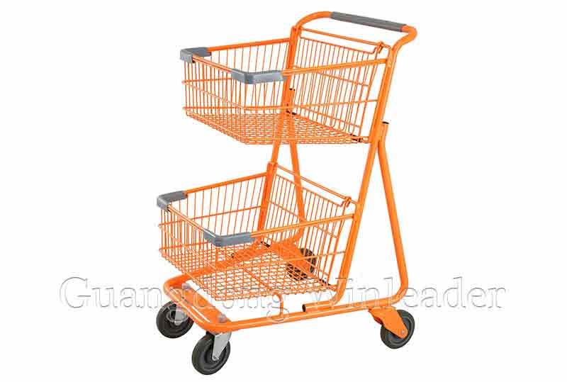 YLD-MT084-1F Two Basket Shopping Cart   shopping trolleys Manufacturer   