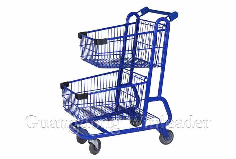 YLD-MT120-1F Two Basket Shopping Cart  supermarket cart 