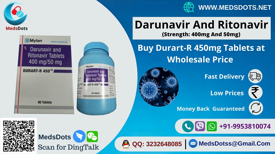 Buy Durart-R 450mg Tablets Online | Generic Darunavir and Ritonavir Wholesale Price | Hiv Medicine Exporter