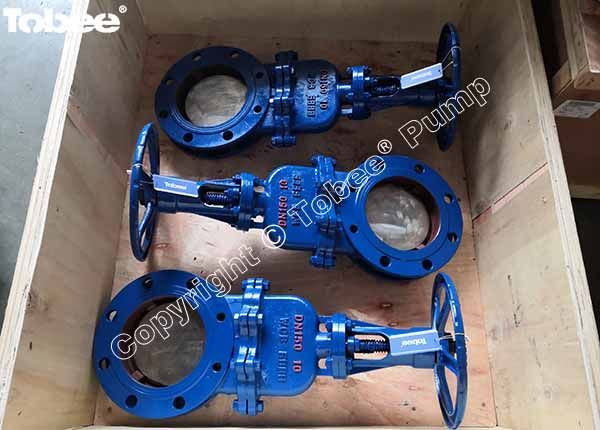 Tobee guillotine valves DN150 for slurry fluid system