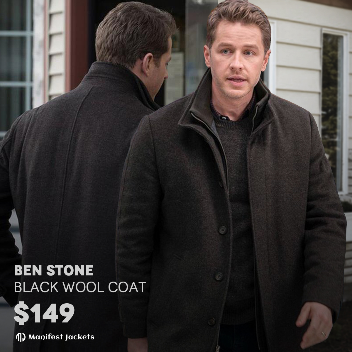 Ben Stone Black Wool Coat