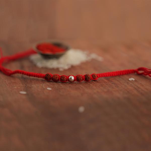 Rudraksh Silver Rakhi