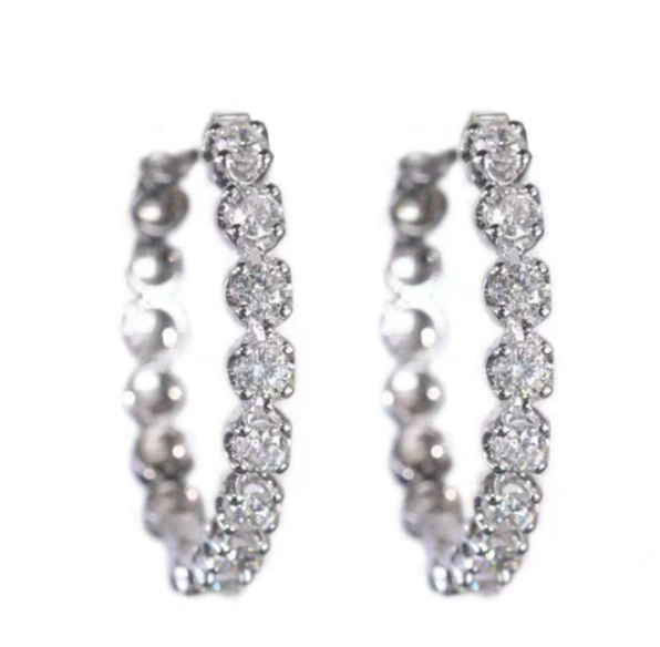 Diamond Hoops Hoop Earrings in 18k White Gold with Diamonds Midium