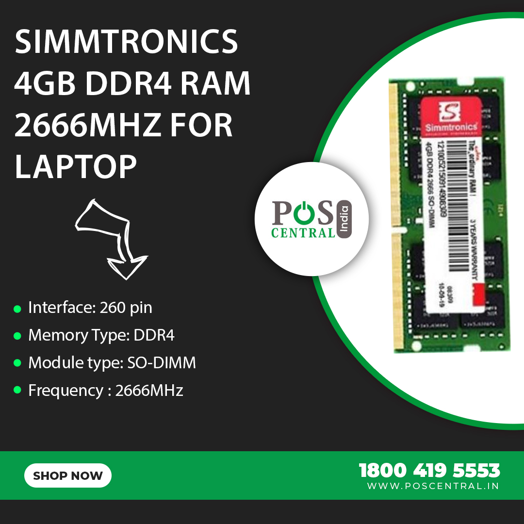 Purchase Simmtronics 4GB DDR4 Ram 2666Mhz for Laptop at discounted prices