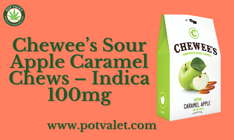 Chewee’s Sour Apple Caramel Chews – Indica – 100mg