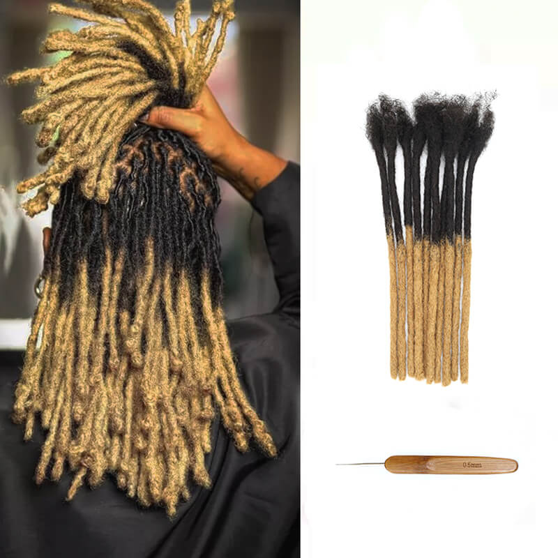 Human Hair Locs Extensions - Tips Ombre - Color #T1B/27